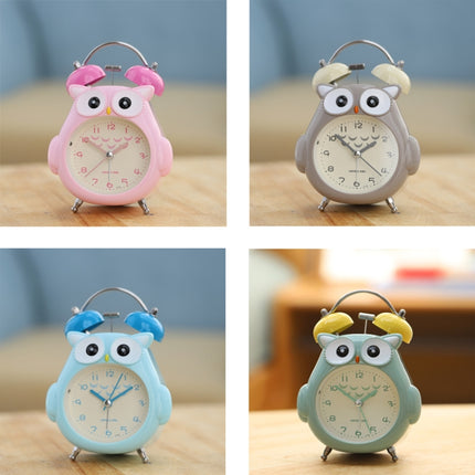 3 Inch Children Cartoon Owl Luminous Silent Bedside Snooze Small Alarm Clock(Gray)-garmade.com