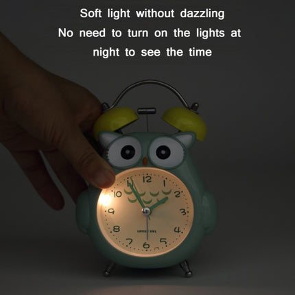 3 Inch Children Cartoon Owl Luminous Silent Bedside Snooze Small Alarm Clock(Ink Green)-garmade.com