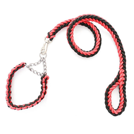 Dog Leash Braided Belt Pet Explosion-Proof Leash, Size: M(Chain Red+Black)-garmade.com