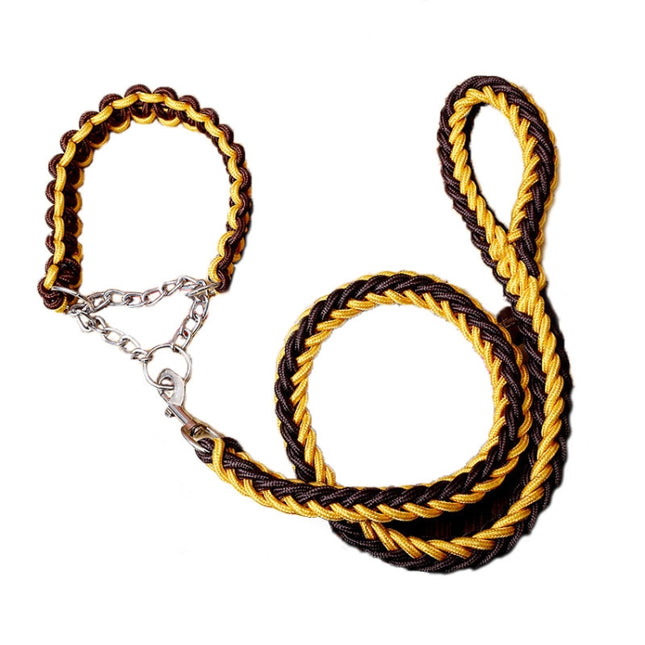 Dog Leash Braided Belt Pet Explosion-Proof Leash, Size: M(Chain Yellow+Brown)-garmade.com