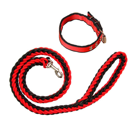 Dog Leash Braided Belt Pet Explosion-Proof Leash, Size: M(Collar Red+Black)-garmade.com