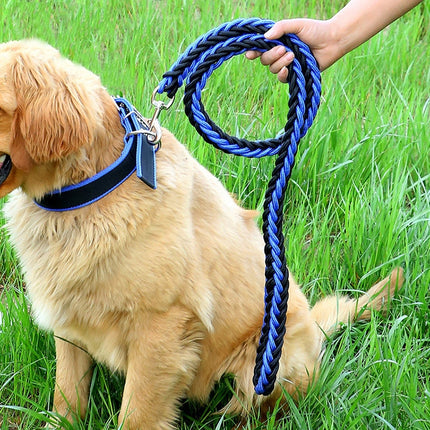 Dog Leash Braided Belt Pet Explosion-Proof Leash, Size: M(Collar Red+Black)-garmade.com