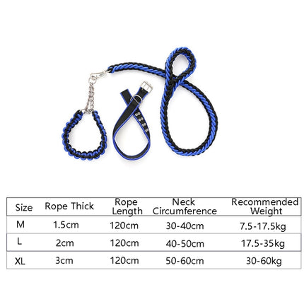 Dog Leash Braided Belt Pet Explosion-Proof Leash, Size: M(Chain Blue+Black)-garmade.com