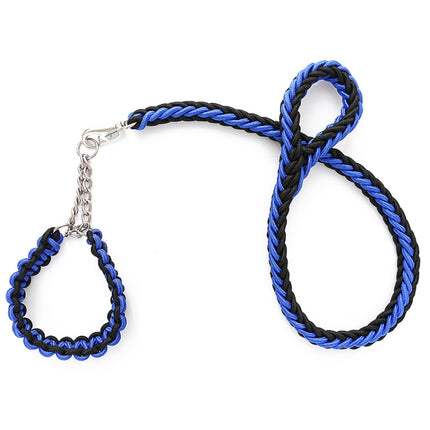 Dog Leash Braided Belt Pet Explosion-Proof Leash, Size: L(Chain Blue+Black)-garmade.com