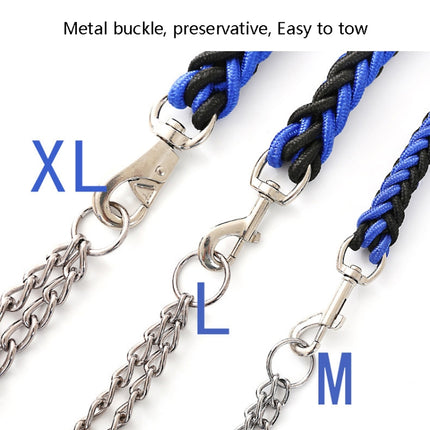 Dog Leash Braided Belt Pet Explosion-Proof Leash, Size: XL(Chain Blue+Black)-garmade.com