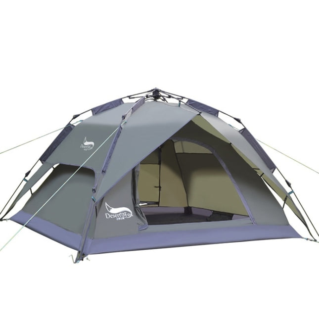 Desert&Fox Outdoor Travel Camp Tent Beach Automatic Easily Building Tent for 3-4 People(Army Green)-garmade.com