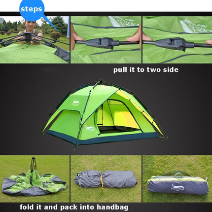 Desert&Fox Outdoor Travel Camp Tent Beach Automatic Easily Building Tent for 3-4 People(Army Green)-garmade.com
