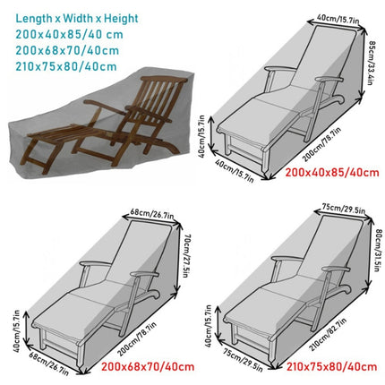 Outdoor Beach Chair Dustproof And Waterproof Cover Rocking Chair Furniture Protective Cover, Size: 200x40x85cm(Black+Silver)-garmade.com