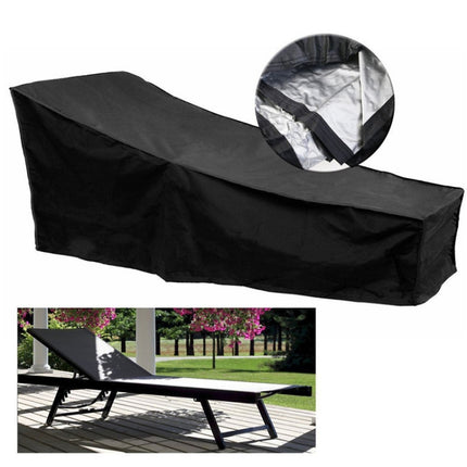 Outdoor Beach Chair Dustproof And Waterproof Cover Rocking Chair Furniture Protective Cover, Size: 210x75x80cm(Black+Silver)-garmade.com