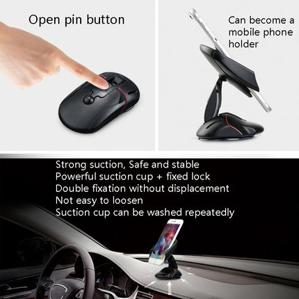2 PCS Car Mobile Phone Frame Car Universal Mouse Suction Cup Mobile Phone Bracket(Black)-garmade.com