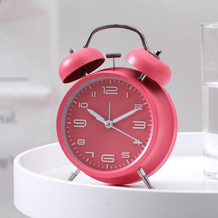 3304T Bedroom Bedside Multifunctional Bell Metal Alarm Clock With Night Light(Pink)-garmade.com