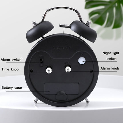 3304T Bedroom Bedside Multifunctional Bell Metal Alarm Clock With Night Light(Navy Blue)-garmade.com