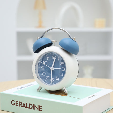 Bedroom Desktop Metal Digital Mechanical Alarm Clock Living Room Silent Clock With Night Light(Blue)-garmade.com