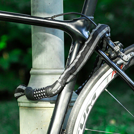 WEST BIKING YP0705065 Bicycle Reflective Anti-Theft Lock Mountain Bike Anti-Peeling Reflective Strip Lock(Black)-garmade.com