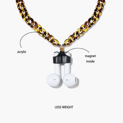 Wireless Earphones Acrylic Strong Magnetic Anti-Lost Chain For AirPods(Leopard)-garmade.com