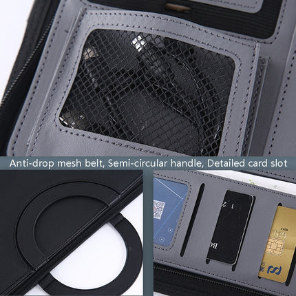 KC601 A4 Multifunctional Portable Folder Business Zipper Bag Leather Folder, Style: No Chargeable No Calculator No Memo Pad (Dark Blue)-garmade.com