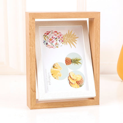 Wooden Rotating Double-Sided Swinging Table Photo Frame Size: 6 inch(Log + White)-garmade.com
