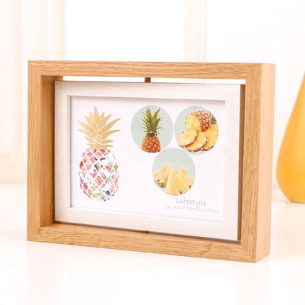 Wooden Rotating Double-Sided Swinging Table Photo Frame Size: 6 inch(Log + White)-garmade.com