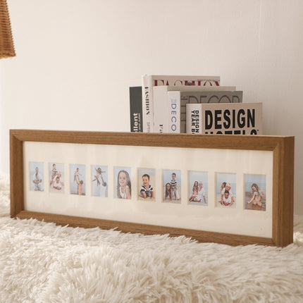 Baby Registration Photo Set-Up Solid Wood Photo Frame Infant Anniversary Frame, Inner frame size: 1 Inch 10 Sheets(Dark Wooden Color)-garmade.com