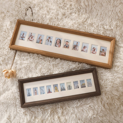 Baby Registration Photo Set-Up Solid Wood Photo Frame Infant Anniversary Frame, Inner frame size: 1 Inch 10 Sheets(Wood Color)-garmade.com