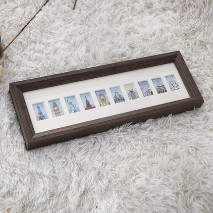 Baby Registration Photo Set-Up Solid Wood Photo Frame Infant Anniversary Frame, Inner frame size: 2 Inch 10 Sheets(Vintage Brown)-garmade.com