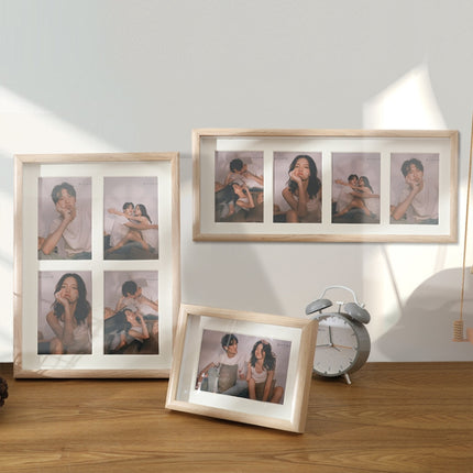 Wooden Wall-Mounted Pendulum Dual-Purpose Combination Photo Frame Style： 8 inch(Wood Color)-garmade.com