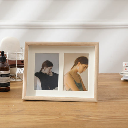 Wooden Wall-Mounted Pendulum Dual-Purpose Combination Photo Frame Style： Two Frame(Wood Color)-garmade.com