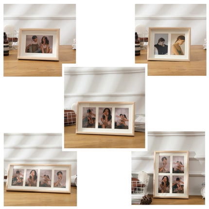 Wooden Wall-Mounted Pendulum Dual-Purpose Combination Photo Frame Style： Three Frame(Wood Color)-garmade.com