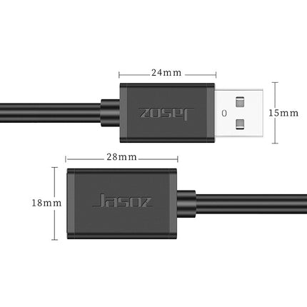 3 PCS Jasoz USB Male to Female Oxygen-Free Copper Core Extension Data Cable, Colour: Black 0.5m-garmade.com