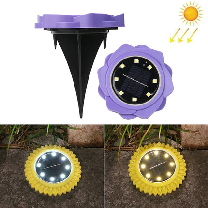 2 PCS 8 LEDs Solar Petals Buried Lamp Waterproof Garden Lawn Light, Specification: Purple Lily (White Light)-garmade.com