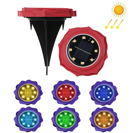 2 PCS 8 LEDs Solar Petals Buried Lamp Waterproof Garden Lawn Light, Specification: Red Rose (Colorful Light)-garmade.com