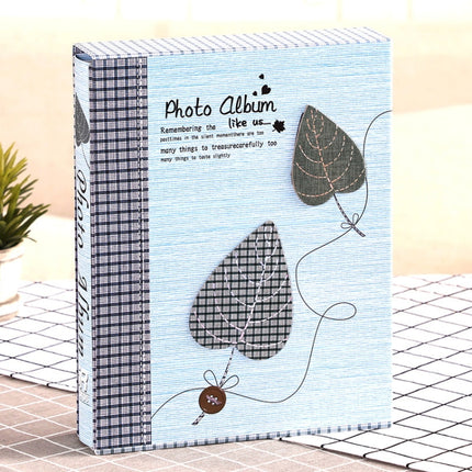 7 inch 200 Sheets Family And Children Growth Commemorative Album Interstitial Photo Album(8986 Blue Leaves)-garmade.com