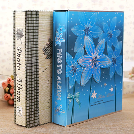 7 inch 200 Sheets Family And Children Growth Commemorative Album Interstitial Photo Album(8986 Blue Leaves)-garmade.com