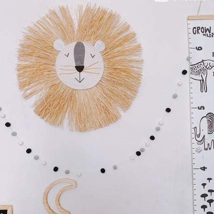 Handmade Woven Cartoon Lion Tiger Straw Home Wall Hanging Ornaments Children Room Clothing Store Props(SZ-M01)-garmade.com