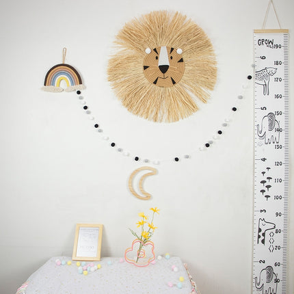 Handmade Woven Cartoon Lion Tiger Straw Home Wall Hanging Ornaments Children Room Clothing Store Props(SZ-M02)-garmade.com