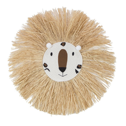 Handmade Woven Cartoon Lion Tiger Straw Home Wall Hanging Ornaments Children Room Clothing Store Props(SZ-M03)-garmade.com