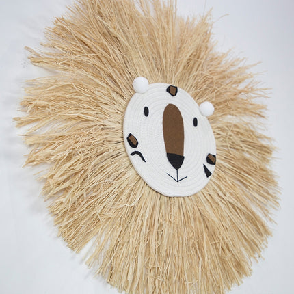 Handmade Woven Cartoon Lion Tiger Straw Home Wall Hanging Ornaments Children Room Clothing Store Props(SZ-M04)-garmade.com