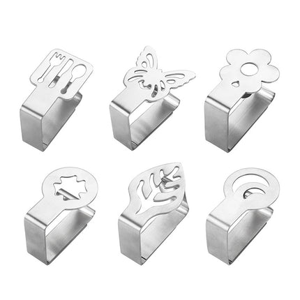 6 PCS Stainless Steel Tablecloth Clip Graphics Tablecloth Clip High-Elastic Moving Fixing Clip(Four Leaf Clover)-garmade.com