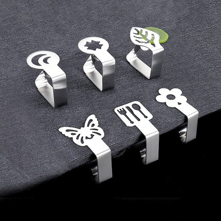 6 PCS Stainless Steel Tablecloth Clip Graphics Tablecloth Clip High-Elastic Moving Fixing Clip(Butterfly)-garmade.com