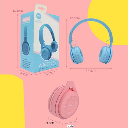 M6 Wireless Bluetooth Headset Folding Gaming Stereo Headset With Mic(Pink)-garmade.com