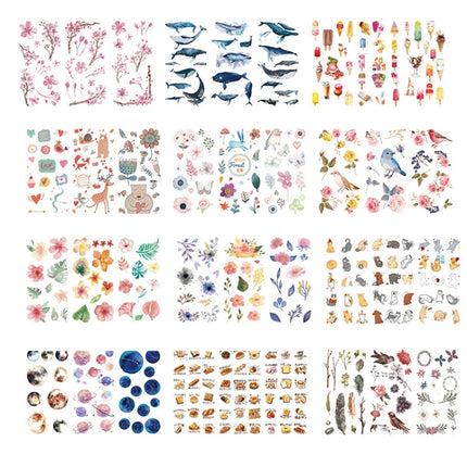 10 Sets DFGFGTZ Japanese Paper Hand Account Cartoon Material Sticker(Flower Attacked People)-garmade.com