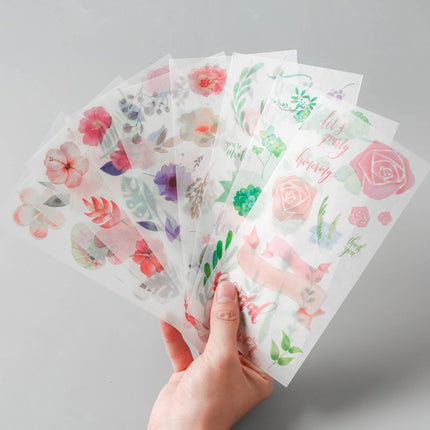 10 Sets DFGFGTZ Japanese Paper Hand Account Cartoon Material Sticker(Birds Flower)-garmade.com