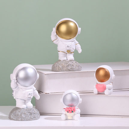 2 PCS Resin Crafts Space Astronaut Ornaments Home Office Desktop Ornaments Children Gift, Style: Station Gold-garmade.com