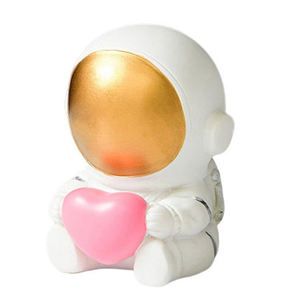 2 PCS Resin Crafts Space Astronaut Ornaments Home Office Desktop Ornaments Children Gift, Style: Sitting With Heart Gold-garmade.com