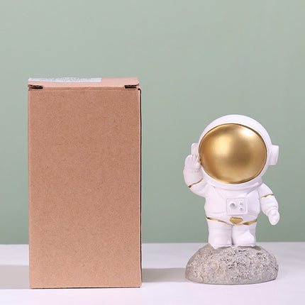 2 PCS Resin Crafts Space Astronaut Ornaments Home Office Desktop Ornaments Children Gift, Style: Station Small Gold-garmade.com