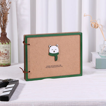 Wooden Loose-Leaf Album Children Growth Painting Album Couple DIY Handmade Gifts(Little White Bear)-garmade.com
