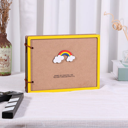 Wooden Loose-Leaf Album Children Growth Painting Album Couple DIY Handmade Gifts(Rainbow)-garmade.com