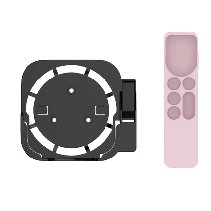 JV06T Set Top Box Bracket + Remote Control Protective Case Set for Apple TV(Black + Pink)-garmade.com
