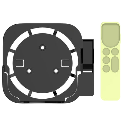 JV06T Set Top Box Bracket + Remote Control Protective Case Set for Apple TV(Black + Fluorescent Green)-garmade.com