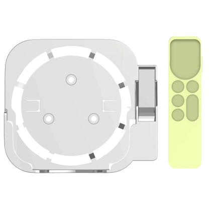 JV06T Set Top Box Bracket + Remote Control Protective Case Set for Apple TV(White + Fluorescent Green)-garmade.com